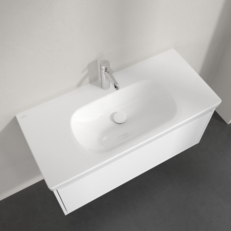 Lavoar suspendat Villeroy & Boch Skyla 100 cm, TitanCeram, CeramicPlus, alb alpin